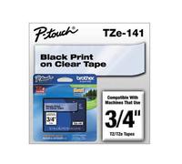 Genuine Brother Label Tape - BLACK ON CLEAR LAM TZe-141 / 18mm x 8m (INC VAT)