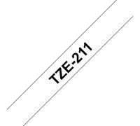 Brother TZE-211 Label Making Tape - 6mm x 8m Black on White TZe