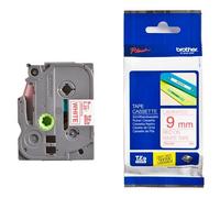 Original Brother P-Touch TZE222 9mm Gloss Tape - Red on White