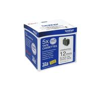 Brother Tze-231 Labelling Tape Cassettes, Black On White, Multi-Pack, Includes 5 X Tapes, Brother Genuine Supplies, 12 mm