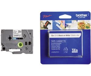 Brother TZe-231S P Touch Label Tape - 12mm Black on White Laminated Tape TZ-231S