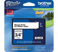 Brother TZe-241 Black On White 18mm Laminated P-Touch Labelling Tape