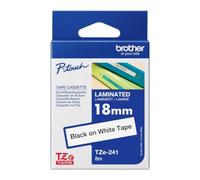 Brother TZe-241 P Touch Label Tape - 18mm Black on White Laminated Tape TZe241