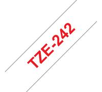 Brother Tze-242 - Standard Adhesive - Red On White - Roll (1.8 Cm X 8 M) 1 Casse