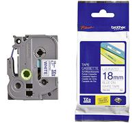 Brother TZe-243 Labelling Tape Cassette, 18 mm (W) x 8 m (L), Laminated, Brother Genuine Supplies - Blue on White