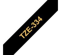 Original Brother P-Touch TZE334 12mm Gloss Tape - Gold on Black