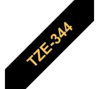 Brother Tze-344 - Standard Adhesive - Gold On Black - Roll (1.8 Cm X 8 M) 1 Cass