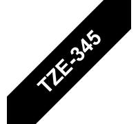 Brother TZe-345 Original Gloss White on Black 18mm x 8m Label Tape TZE345 box