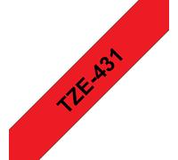 Brother TZE-431 TZE431 Black on Red Tape Laminated 12mm 8m Label PTouch Genuine