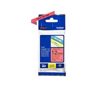 Brother TZe-431 Labelling Tape Cassette, 12 mm (W) x 8 m (L), Laminated, Brother Genuine Supplies - Black on Red