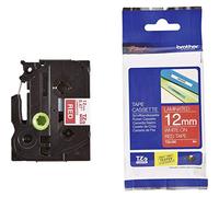 Brother TZe-435 Labelling Tape Cassette, 12 mm (W) x 8 m (L), Laminated, Brother Genuine Supplies - White on Red