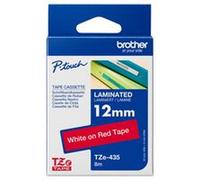 BROTHER TZE-435 TAPE, WHITE ON RED, 12MM