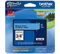Brother TZe-541 Labelling Tape Cassette, 18 mm (W) x 8 m (L), Laminated, Brother Genuine Supplies - Black on Blue