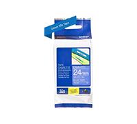 Brother TZe-555 Labelling Tape Cassette, 24 mm (W) x 8 m (L), Laminated, Brother Genuine Supplies - White on Blue