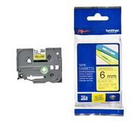 Original Brother P-Touch TZE611 6mm Gloss Tape - Black on Yellow