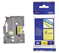 Brother TZe-611 Labelling Tape Cassette, 6 mm (W) x 8 m (L), Laminated, Brother Genuine Supplies - Black on Yellow