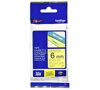 Brother TZe-611 Labelling Tape Cassette, 6 mm (W) x 8 m (L), Laminated, Brother Genuine Supplies - Black on Yellow