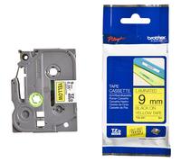 Brother TZe-621 Labelling Tape Cassette, 9 mm (W) x 8 m (L), Laminated, Brother Genuine Supplies - Black on Yellow