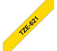 Brother TZE-621 Label Making Tape - 9mm Black on Yellow Laminated 8m