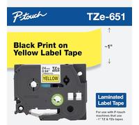 Brother TZe-651 Labelling Tape Cassette, Black on Yellow, 24 mm (W) x 8 m (L), Laminated, Brother Genuine Supplies