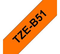 Brother P-touch TZe-B51 (24mm x 8m) Black On Fluorescent Orange