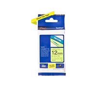 Brother TZe-C31 Labelling Tape Cassette, Black on Fluorescent Yellow, 12 mm (W) x 5 m (L), Laminated, Brother Genuine Supplies