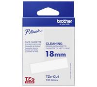 Brother Tze-CL4 Cleaning Tape Cassette, Black on White, 18mm (W), 100 x Uses, Brother Genuine Supplies