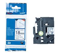 Brother TZe-FA4 18mm Blue on White Iron On Fabric Labelling Tape Cassette, 3M Long