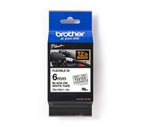 Brother TZe-FX211 Labelling Tape Cassette, Black on White, 6mm (W) x 8M (L), Flexible ID, Brother Genuine Supplies
