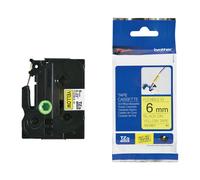 Brother TZe-FX611 Black on Yellow 6mm Flexi ID Laminated P-Touch Labelling Tape