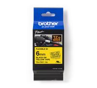 Original Brother TZEFX611 6mm Flexible Tape - Black on Yellow