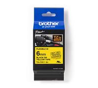 Brother TZe-FX611 Labelling Tape Cassette, Black on Yellow, 6mm (W) x 8M (L), Flexible ID, Brother Genuine Supplies