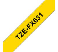 Brother TZEFX631 Black on Yellow 8M X 12mm Flexi Tape