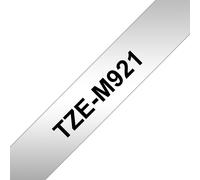 Brother P-touch TZe-M921 (9mm x 4m) Black On Silver Metallic Laminated