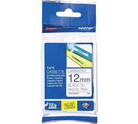 Brother TZe-MQE31 Labelling Tape Cassette, Black on Pastel Pink, 12 mm (W) x 4 m (L), Laminated, Brother Genuine Supplies