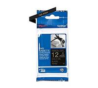 Brother TZe-R334 Labelling Tape Cassette, Gold on Black, 12 mm (W) x 4M (L), Ribbon Tape, Brother Genuine Supplies