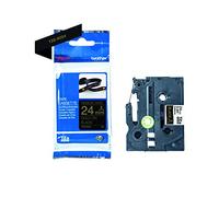 Brother TZe-R354 Labelling Tape Cassette, Gold on Black, 24 mm (W) x 4M (L), Ribbon Tape, Brother Genuine Supplies