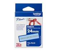 Brother TZe-RL54 Labelling Tape Cassette, Gold on Light Blue, 24 mm (W) x 4M (L), Ribbon Tape, Brother Genuine Supplies