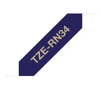 Brother TZE-RN34 DirectLabel gold on Navy blue non adhesive textil 12m