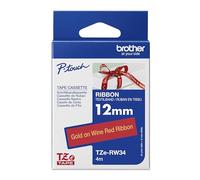 Brother TZe-RW34 Original P-Touch Label Tape 12mm x 4m (Original) Gold on Wine Red