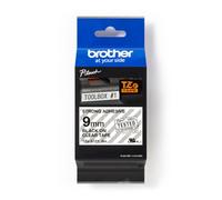 Brother TZe-S121 Labelling Tape Cassette, Black on Clear, 9mm (W) x 8M (L), Strong Adhesive, Brother Genuine Supplies