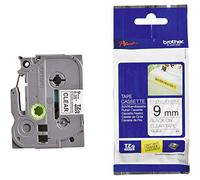Brother TZe-S121 Labelling Tape Cassette, Black on Clear, 9mm (W) x 8M (L), Strong Adhesive, Brother Genuine Supplies