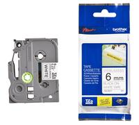 Brother TZe-S211 Black On White Strong Adhesive Laminated 6mm P-Touch Label Tape