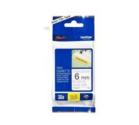 Brother TZe-S211 Labelling Tape Cassette, Black on White, 6mm (W) x 8M (L), Strong Adhesive, Brother Genuine Supplies