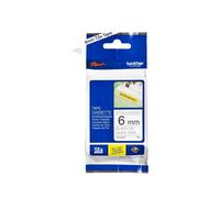 Brother Tze-S211 Labelling Tape Cassette, Black On White, 6mm (W) X 8M (L), Strong Adhesive, Brother Genuine Supplies