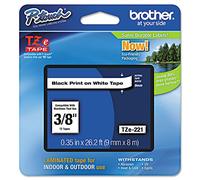 Brother TZe-S221 Labelling Tape Cassette, Black on White, 9mm (W) x 8M (L), Strong Adhesive, Brother Genuine Supplies