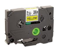 Brother TZe621 Original P-Touch Label Tape - 3/8 x 26.2 ft (9mm x 8m) Black on Yellow