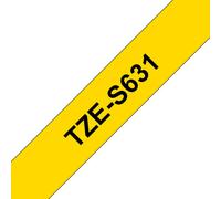 Brother TZe-S631 Strong Adhesive Laminated Labelling Tape 12mm x 8m - Black on Yellow