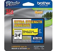 Brother TZe-S641 Labelling Tape Cassette, Black on Yellow, 18mm (W) x 8M (L), Strong Adhesive, Brother Genuine Supplies