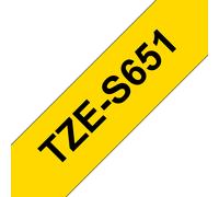Original Brother TZES651 24mm Strong Adhesive Tape Black on Yellow